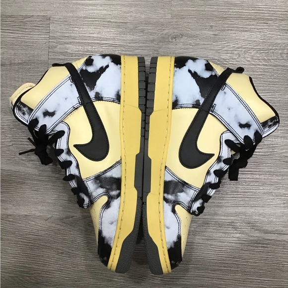 Nike Dunk High 1985 Black Acid Wash Men’s 9.5 Yellow/Black Retro Sneakers EUC - Picture 4 of 10